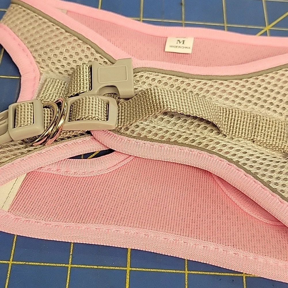 Pink & Gray Mesh Pet Buckle & Velcro Harness 12